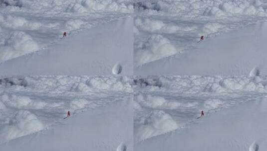 航拍四川第二高峰中山峰雪山云海的攀登者高清在线视频素材下载