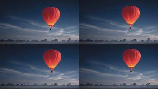 热气球空中飞翔开启美好新一天高清在线视频素材下载