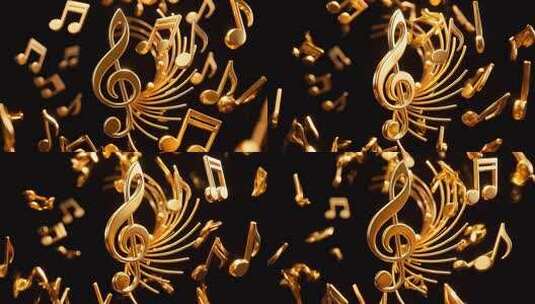 360度循环金色音符4K高清在线视频素材下载