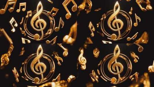 360度循环金色音符4K高清在线视频素材下载