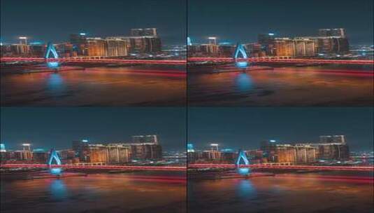 重庆_东水门长江大桥夜景_长江_来福士夜景高清在线视频素材下载