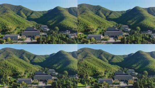 湖州安吉余村风光 大山间的度假酒店高清在线视频素材下载