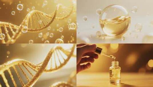 高端精油倒出瓶中粒子特效高清在线视频素材下载