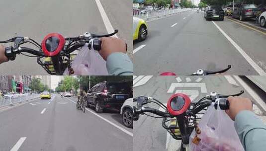 骑行视角下的公路画面高清在线视频素材下载