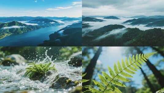 雾气缭绕森林大自然生态宣传片原始森林树林高清在线视频素材下载