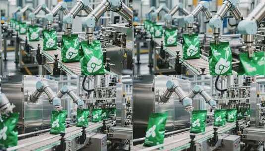 工厂自动化生产线机械臂作业高清在线视频素材下载