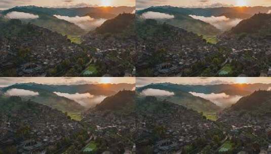贵州西江千户苗寨日出全景高清在线视频素材下载