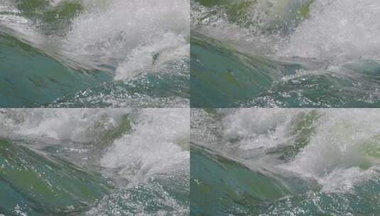 感受自然的律动：清澈江水与海水波浪冲击高清在线视频素材下载