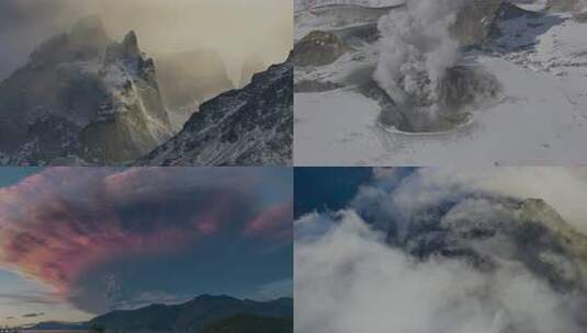 雪山云雾环绕自然景观高清在线视频素材下载