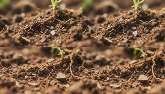 土壤中植物幼苗生长画面高清在线视频素材下载
