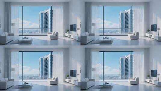 现代简约风格客厅室内场景高清在线视频素材下载