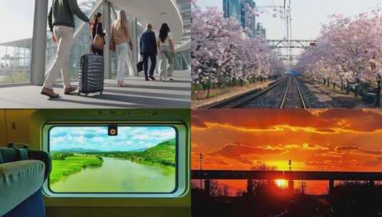 列车旅途中的风景高清在线视频素材下载