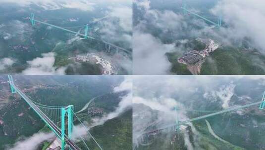 4k航拍贵州花江峡谷大桥 云渡服务区高清在线视频素材下载