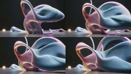 3D渲染抽象流体造型素材高清在线视频素材下载