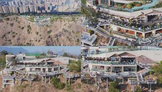 四川攀枝花市东华山山顶网红咖啡馆航拍高清在线视频素材下载