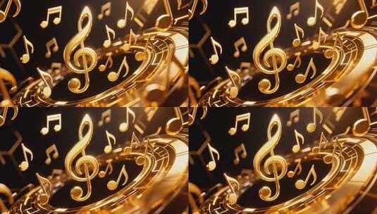 360度循环金色音符4K高清在线视频素材下载