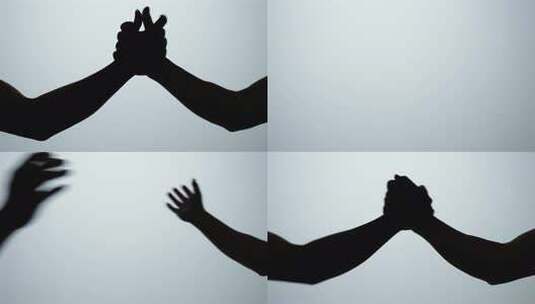 合作共赢 商务合作 合作握手剪影高清在线视频素材下载