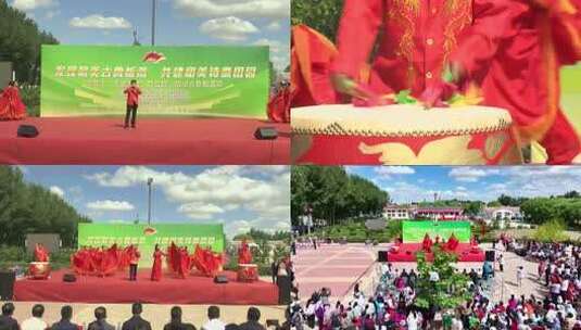 乡村广场文艺表演现场高清在线视频素材下载