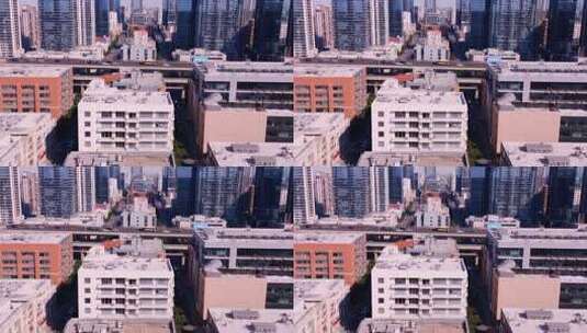 城市高楼与高架桥俯拍画面高清在线视频素材下载