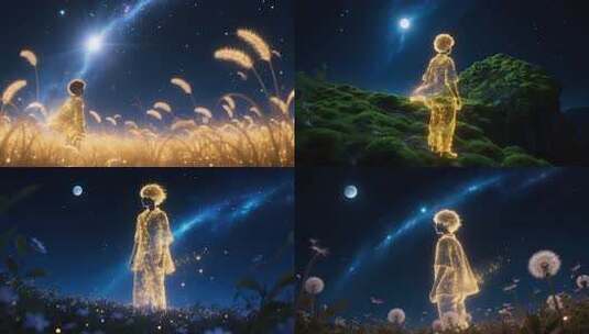 星空下的剪影唯美治愈高清在线视频素材下载
