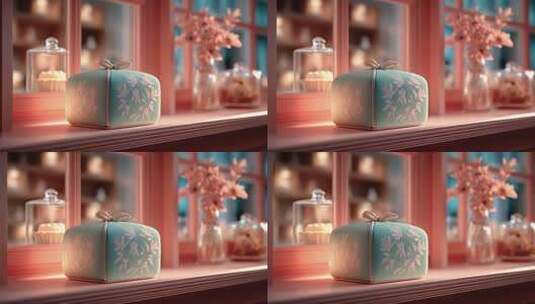 精致礼品盒静置窗台温馨浪漫高清在线视频素材下载