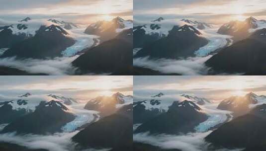 雪山云海日出全景高清在线视频素材下载