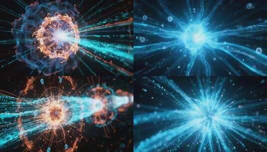 蓝色粒子光线放射特效素材高清在线视频素材下载