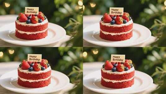 生日快乐草莓蛋糕唯美治愈画面高清在线视频素材下载