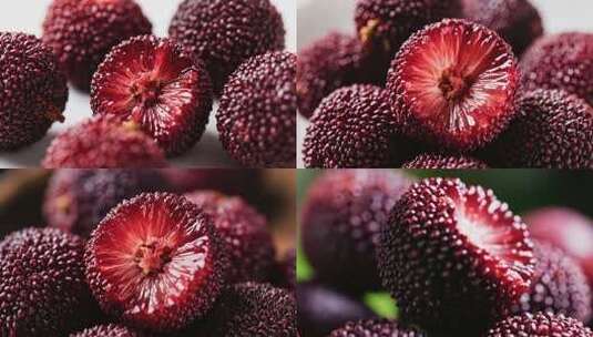 微距特写新鲜杨梅高清在线视频素材下载