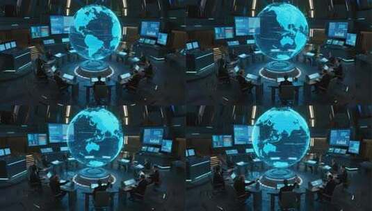 科技感未来指挥中心全球战略概念动画高清在线视频素材下载
