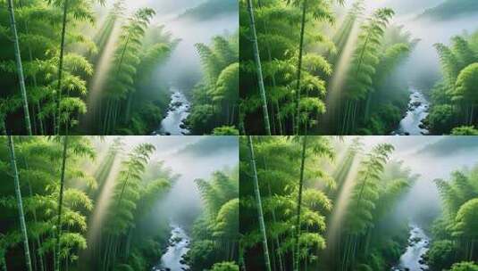 翠竹子竹林竹叶光影丁达尔耶稣光4K高清在线视频素材下载