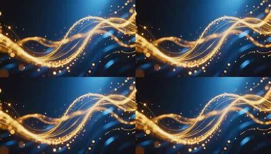 金色粒子光线流动舞台背景素材科技质感4K高清在线视频素材下载