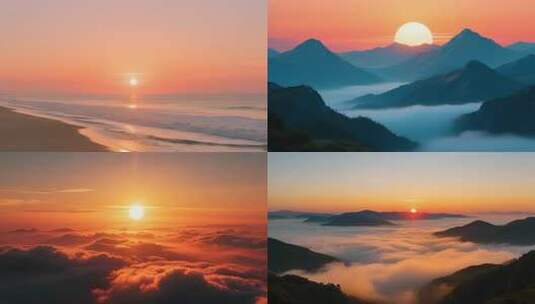 日出云海日落城市海上日出合集高清在线视频素材下载