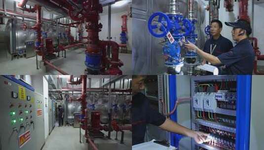 工人检查工业管道阀门高清在线视频素材下载