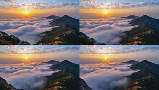 云海日出壮丽山河 山峰云雾唯美风光高清在线视频素材下载