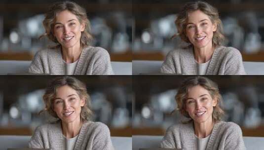 自信微笑女性居家办公场景高清在线视频素材下载