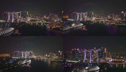 新加坡城市夜景俯瞰高清在线视频素材下载