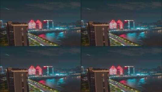 重庆_南滨路_长江夜景_重庆双子塔高清在线视频素材下载