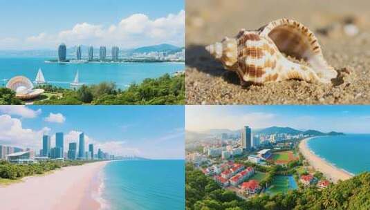 三亚海南海口凤凰岛椰树旅游游艇博鳌海南高清在线视频素材下载