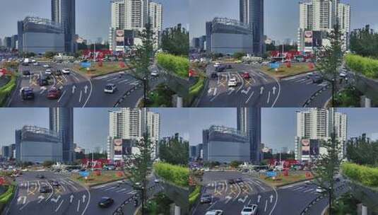 上海徐家汇建筑风光和车流交通高清在线视频素材下载