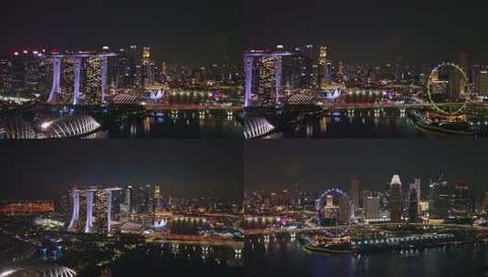 城市夜景摩天轮高楼俯瞰高清在线视频素材下载