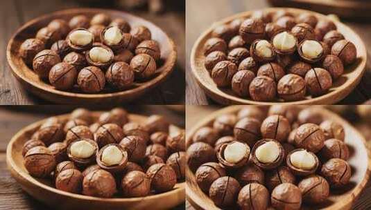 木盘装夏威夷果特写素材高清在线视频素材下载