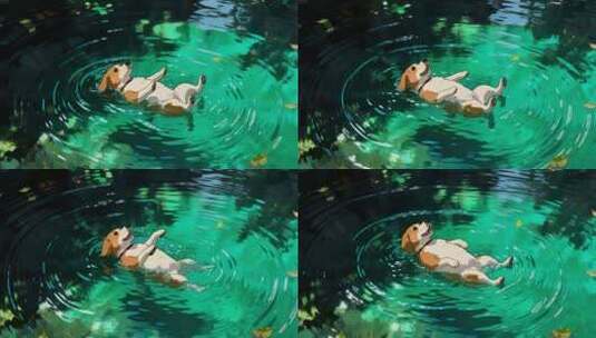 可爱卡哇伊治愈系萌狗游戏耍水动态壁纸高清在线视频素材下载