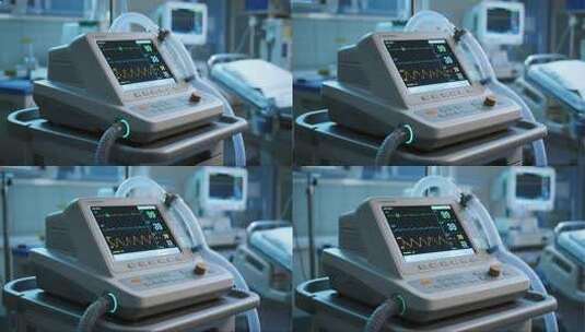 医院ICU呼吸机医疗设备科技感场景高清在线视频素材下载