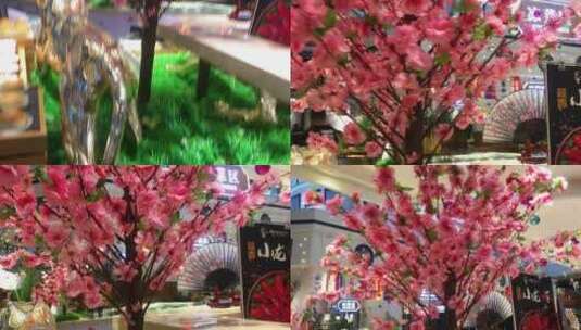 餐厅的樱花树高清在线视频素材下载