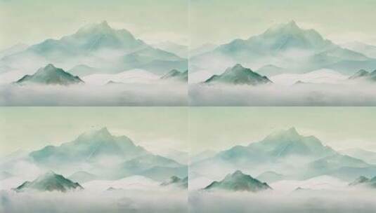 简约中国风水墨水彩山水风景背景高清在线视频素材下载