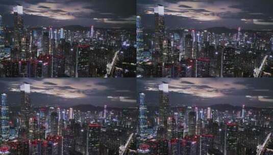 赛博朋克广州市中心希区柯克城市璀璨夜景高清在线视频素材下载
