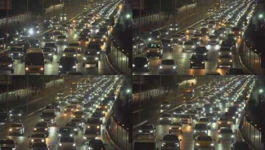 深圳滨海大道夜景繁忙车流高清在线视频素材下载