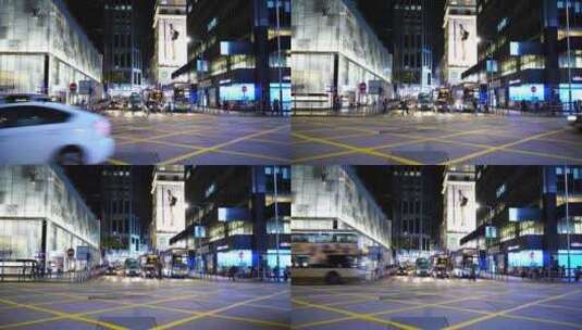 香港城市道路夜晚繁忙交通车流路况汽车行驶高清在线视频素材下载