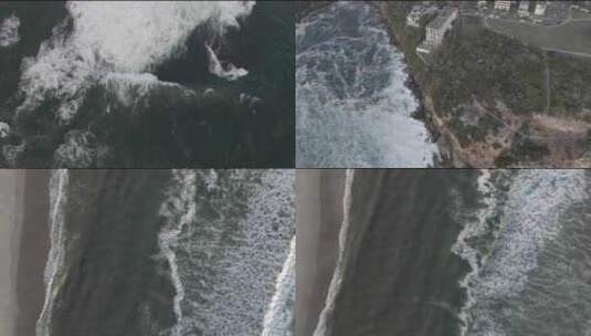 鸟瞰海浪沿着海岸艺术海洋高清在线视频素材下载